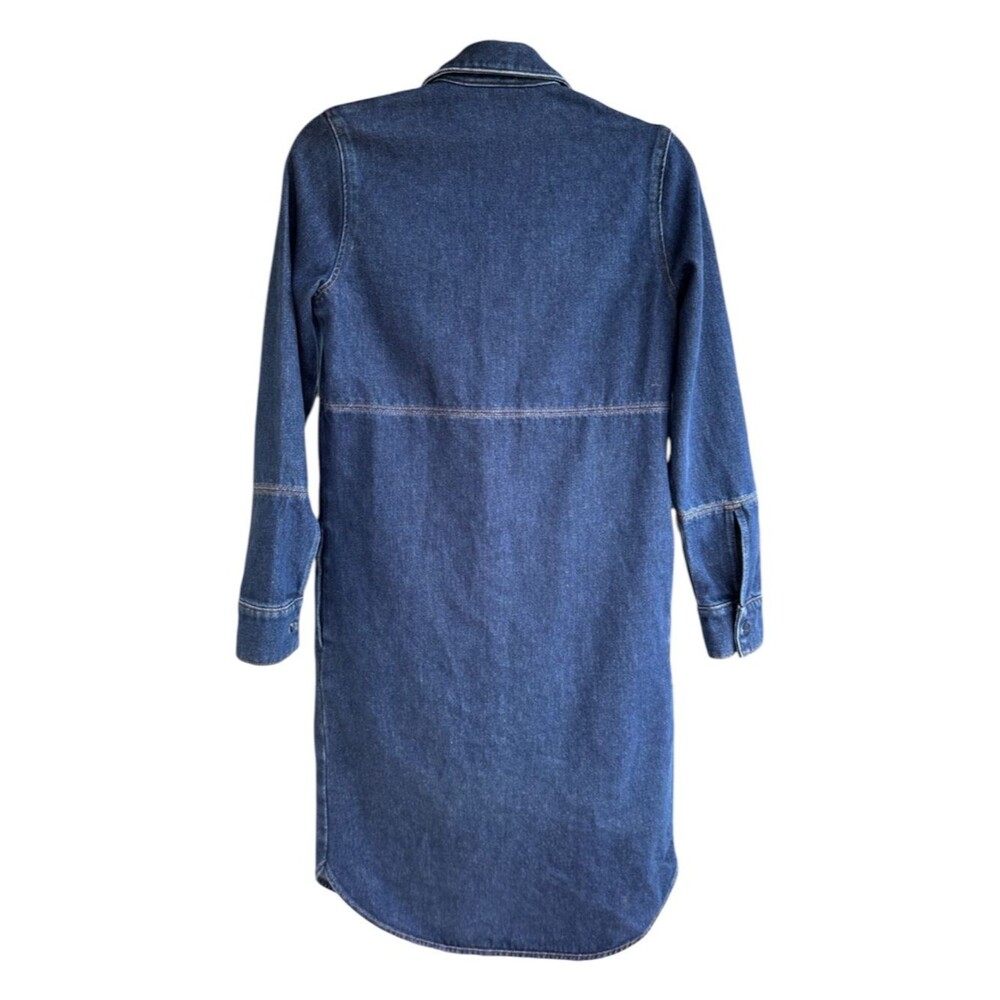 COS Topstitched Denim Shirt Dress  Cotton Blue Size 2 Small Scandinavian style - Picture 3 of 7